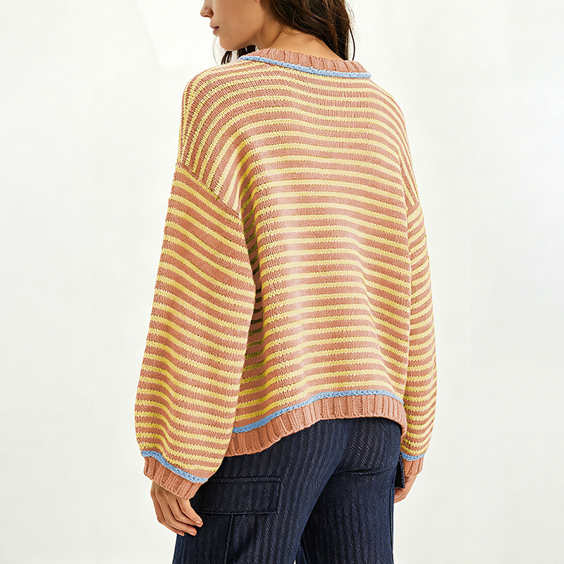Women's Color-Block Striped Knit Pullover Sweater