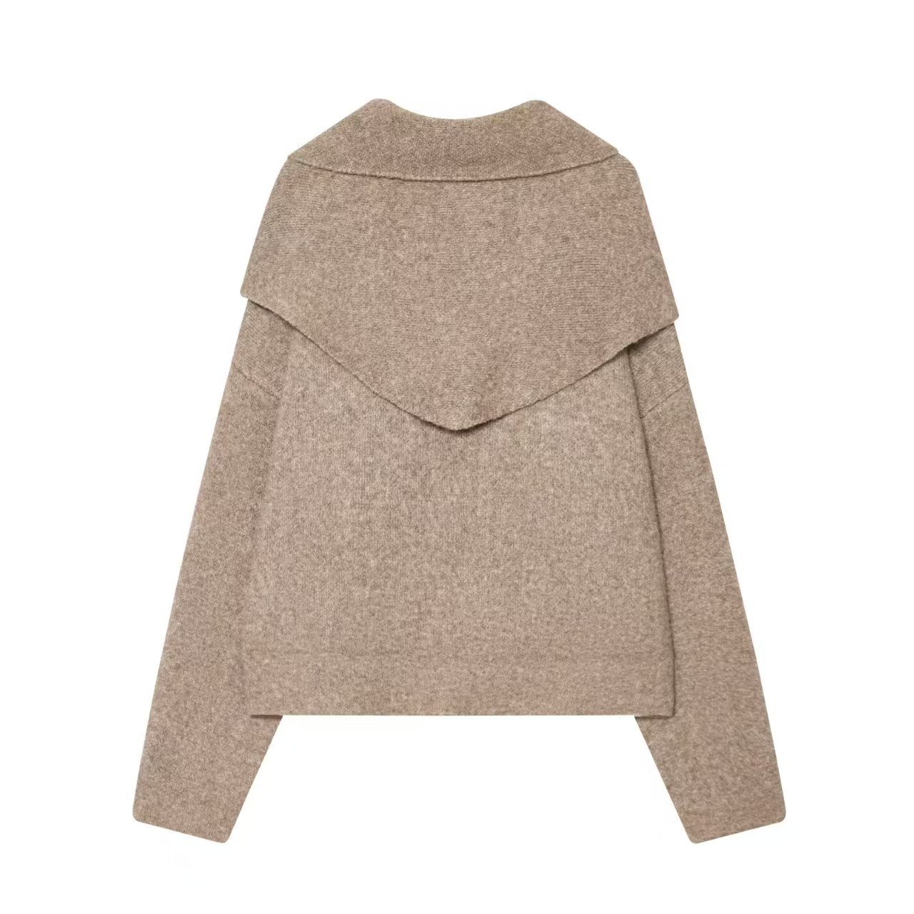 Sweet Round Neck Long Sleeve Scarf Knit Sweater