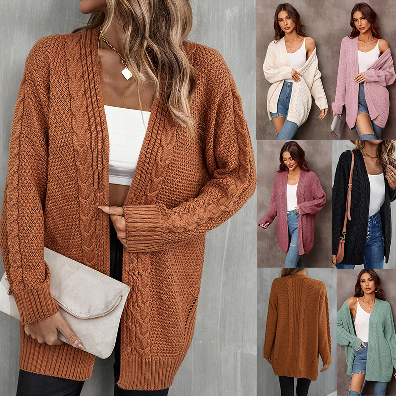 Women's Plus Size Open Front Cardigan Irregular Hollow Knit Sweater Coat
