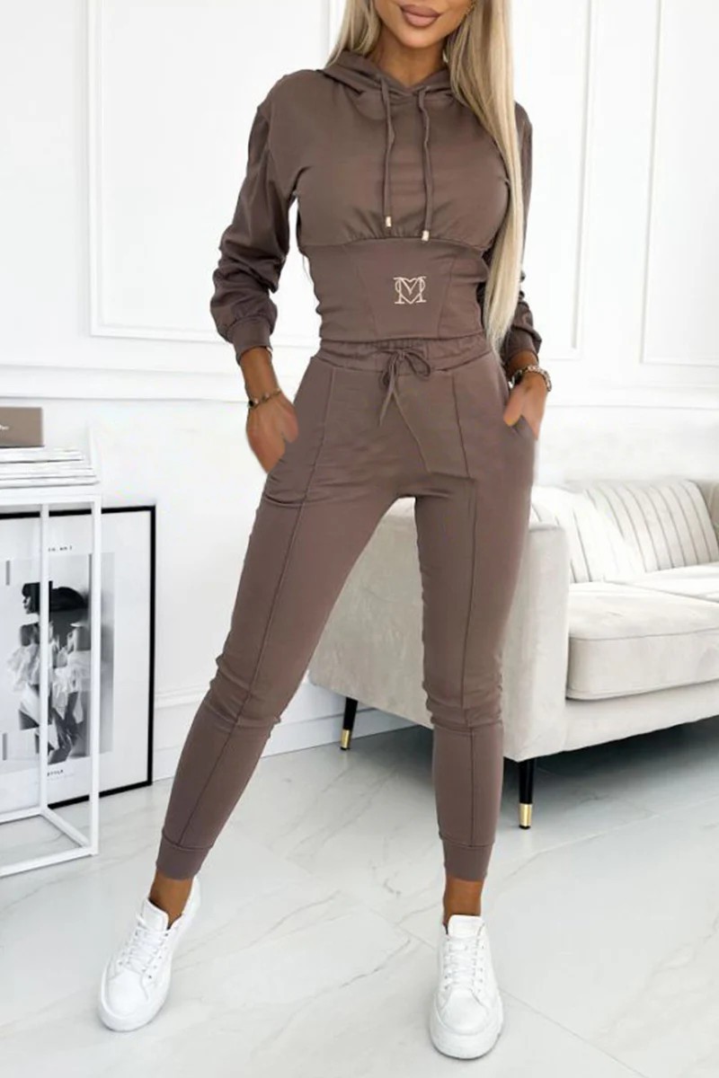 Women's Cinched-Waist Hooded Sweatsuit Set