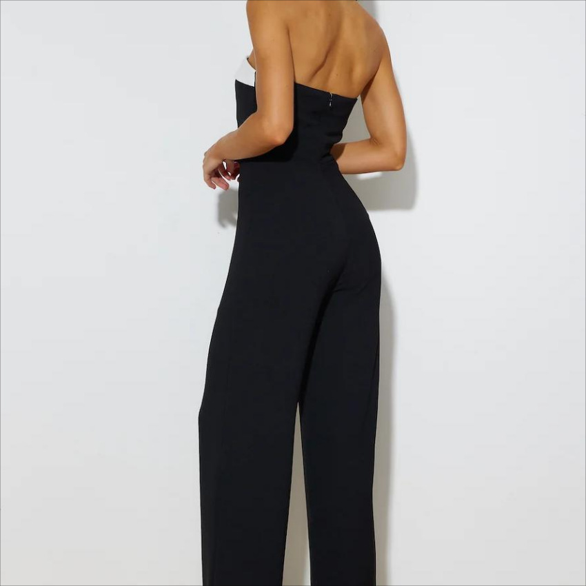 Women's Colorblock Off-Shoulder Belted Long Jumpsuit