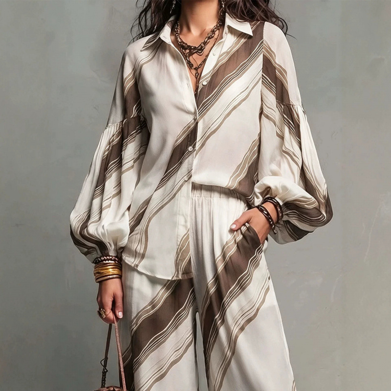 Women's Loose-Fit Shirt and Pants Two-Piece Set