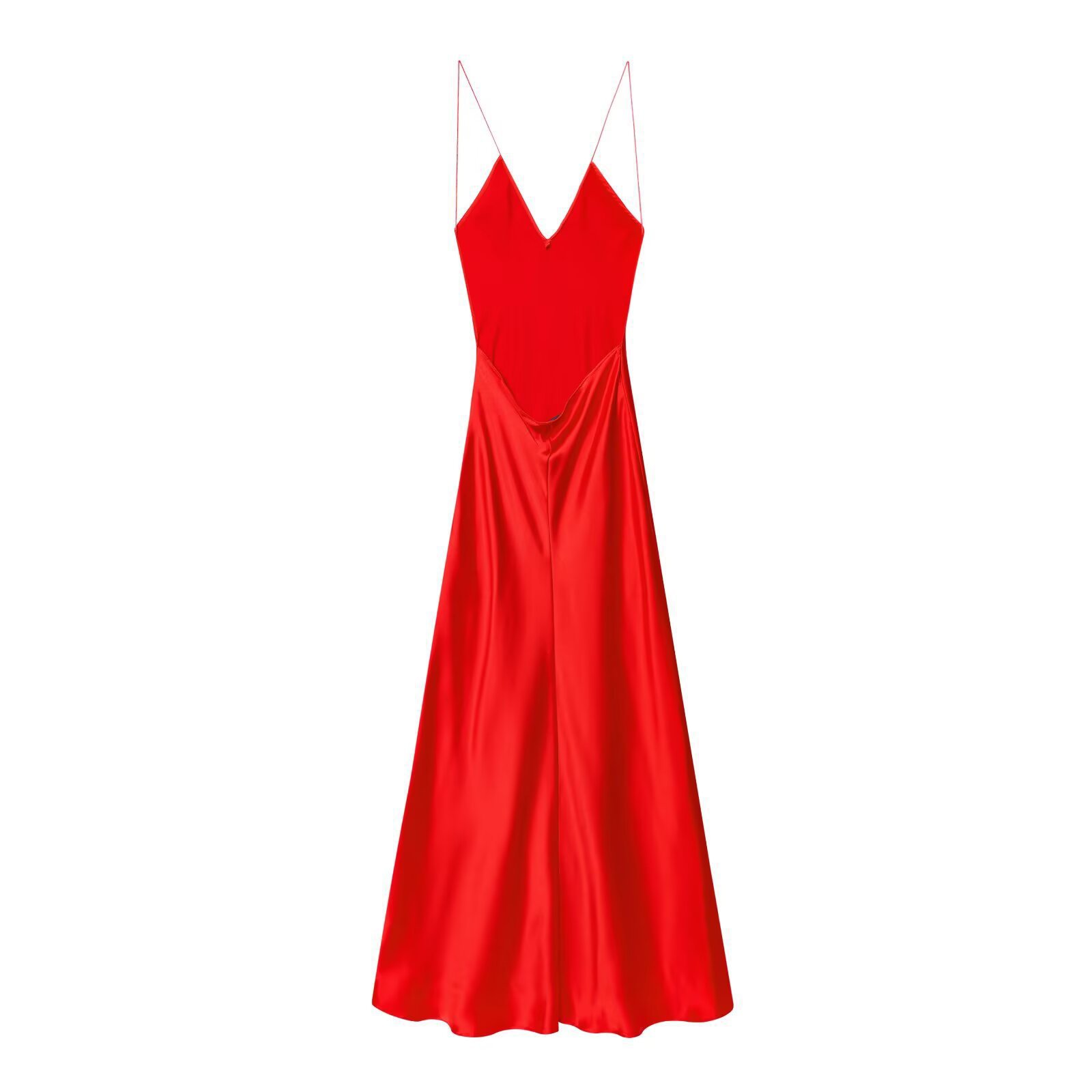 Women's Satin-Feel Open-Back Long Dress