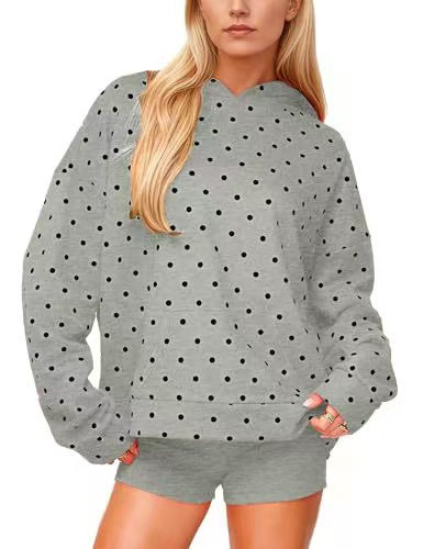 Women's Polka Dot Print Casual Hoodie
