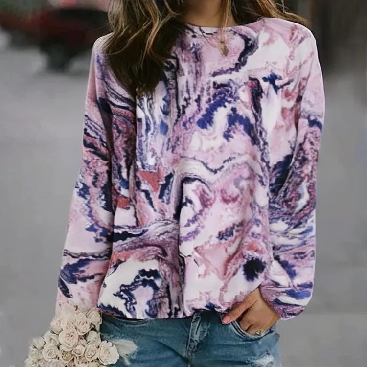 3D Print Women's Sweater Crewneck Pullover Casual Loose Long Sleeve Knit Top