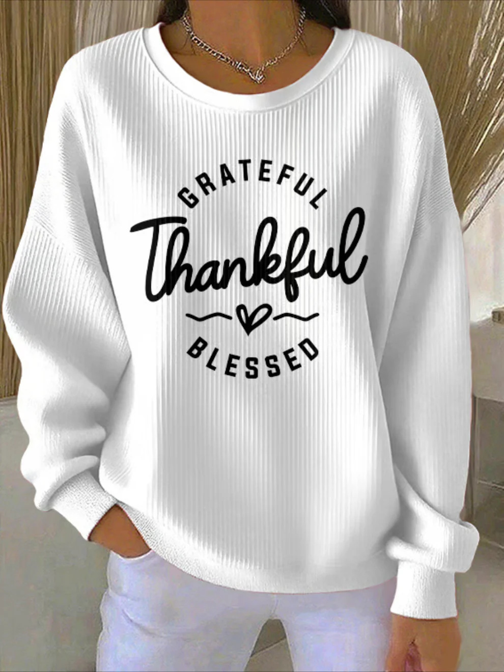 Women's Pumpkin Christmas Tree Bow Print Crewneck Sweatshirt