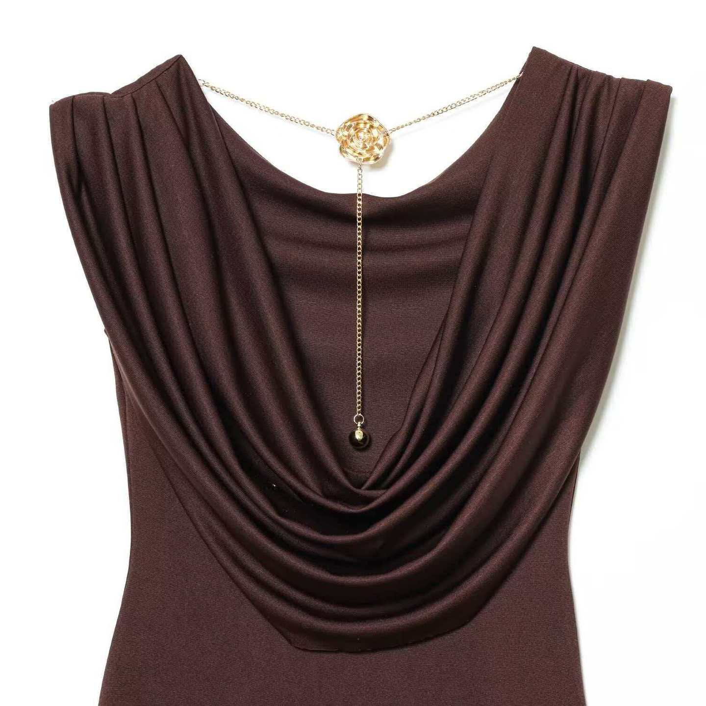 Women's Ruched Midi Dress Slim Fit Sleeveless