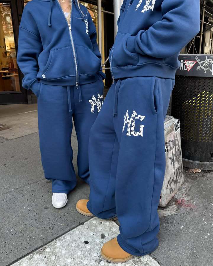 Unisex Graphic Print Zip-Up Hoodie Sweatsuit Set