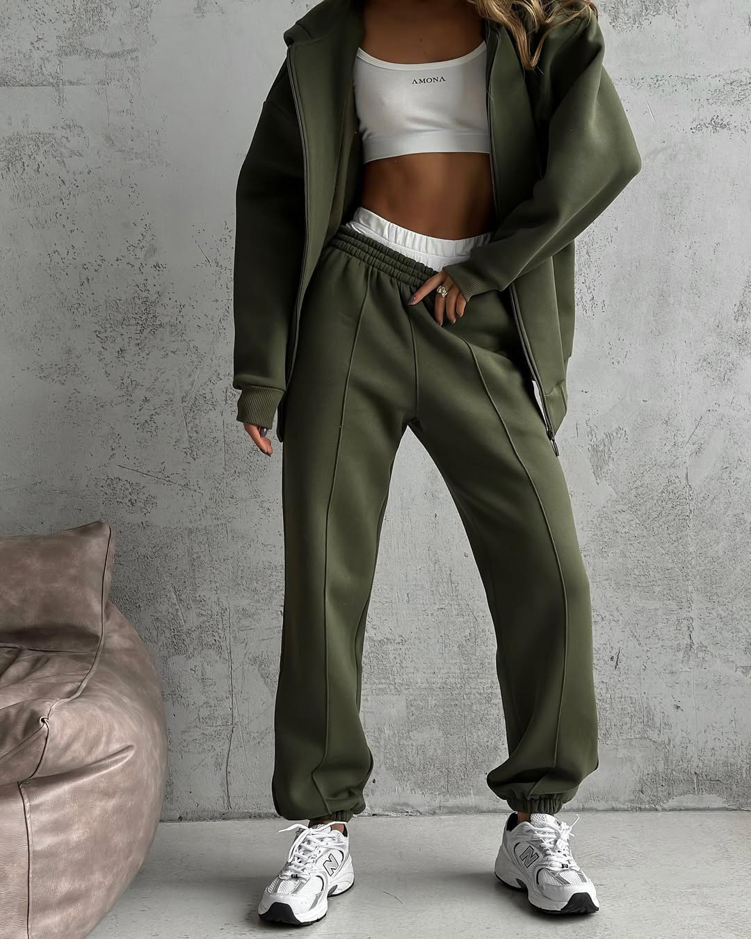 Women's Casual Zip-Up Cardigan and Pants Two-Piece Set