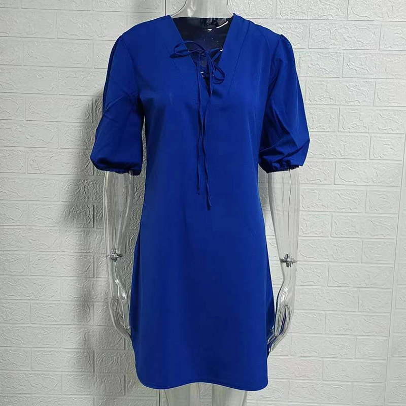 Women's V-Neck Tie Short Dress