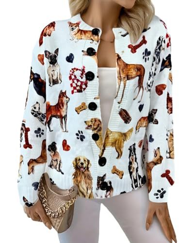 Women's Animal Boho Print Button Cardigan Sweater