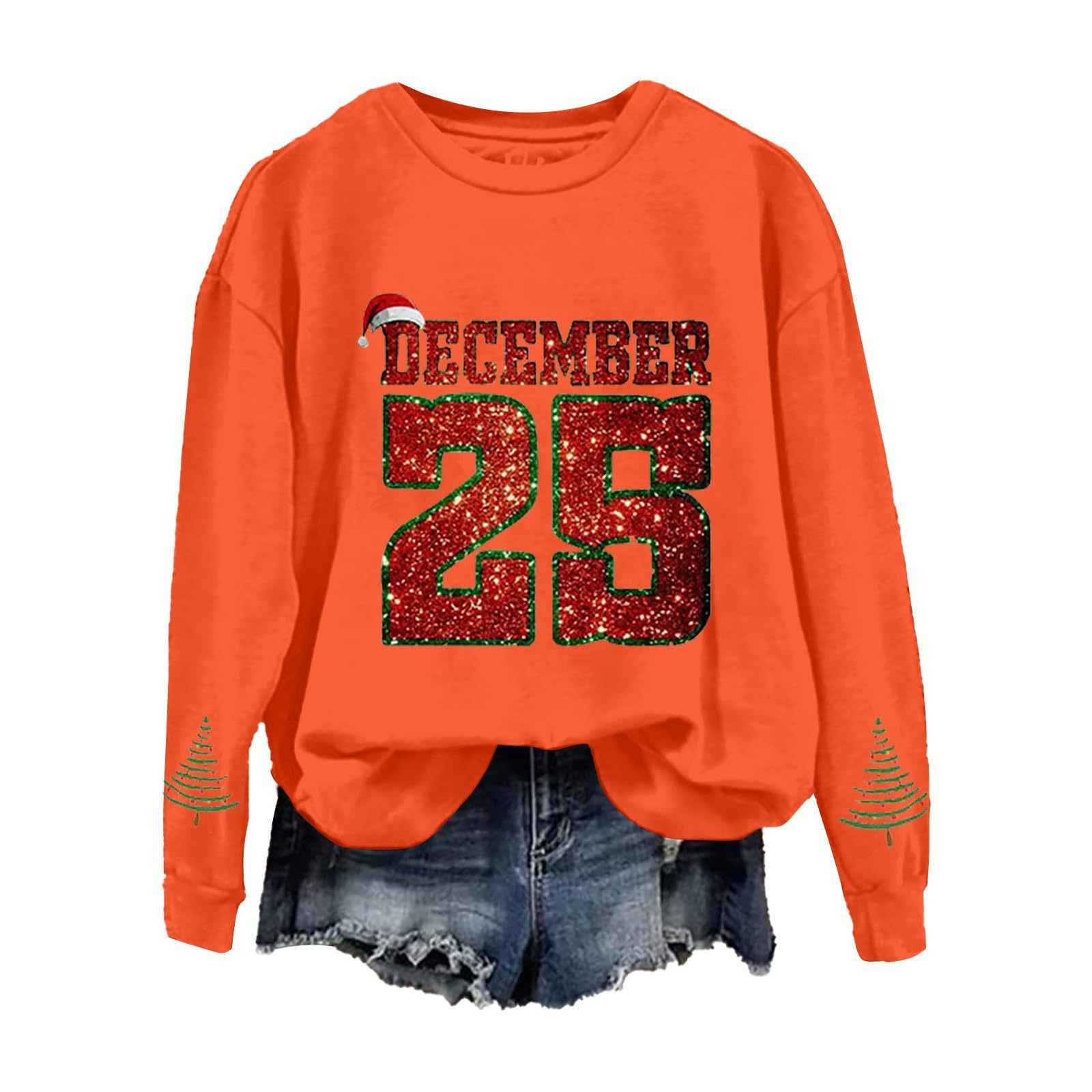 Women's Christmas December Print Crewneck Sweatshirt