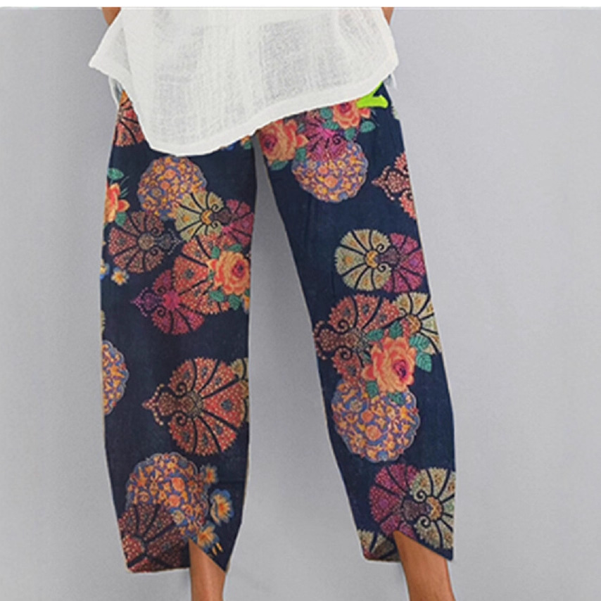 Women's Boho Floral Print Cropped Jogger Pants