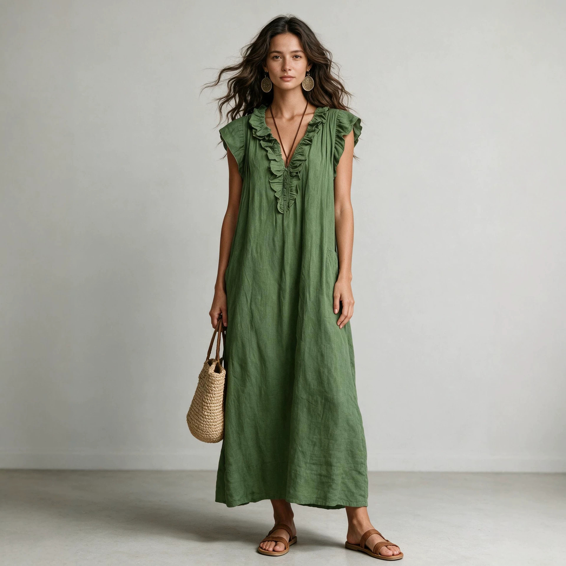 Bohemian Flutter Sleeve Maxi Dress
