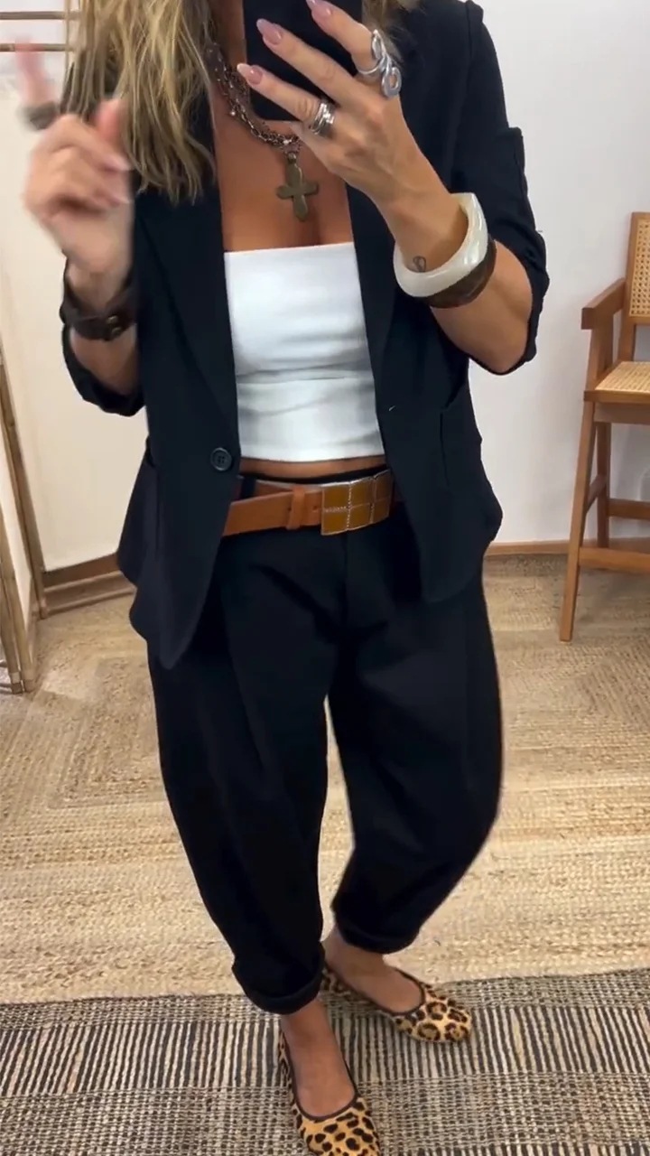 Women's Casual Commuter Blazer and Pants Set