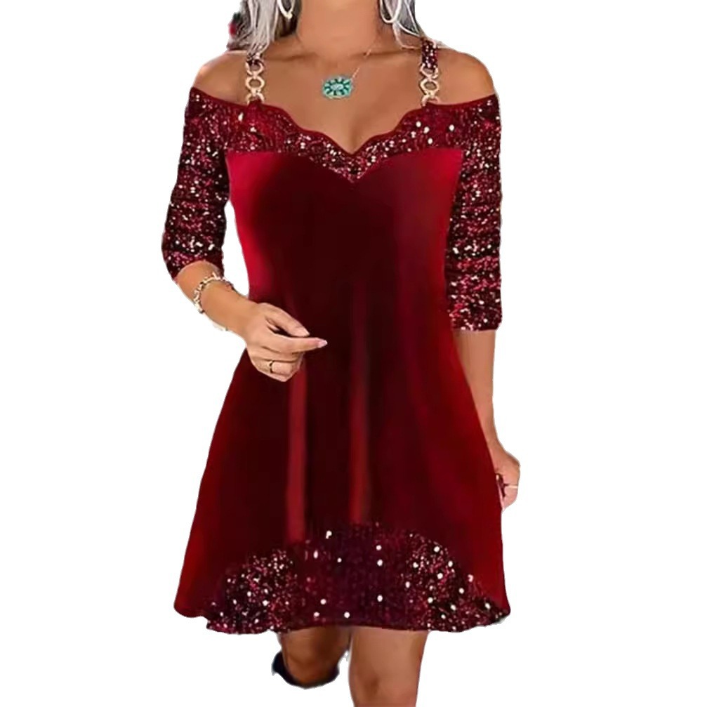 Suede Sequin Panel Cami Dress