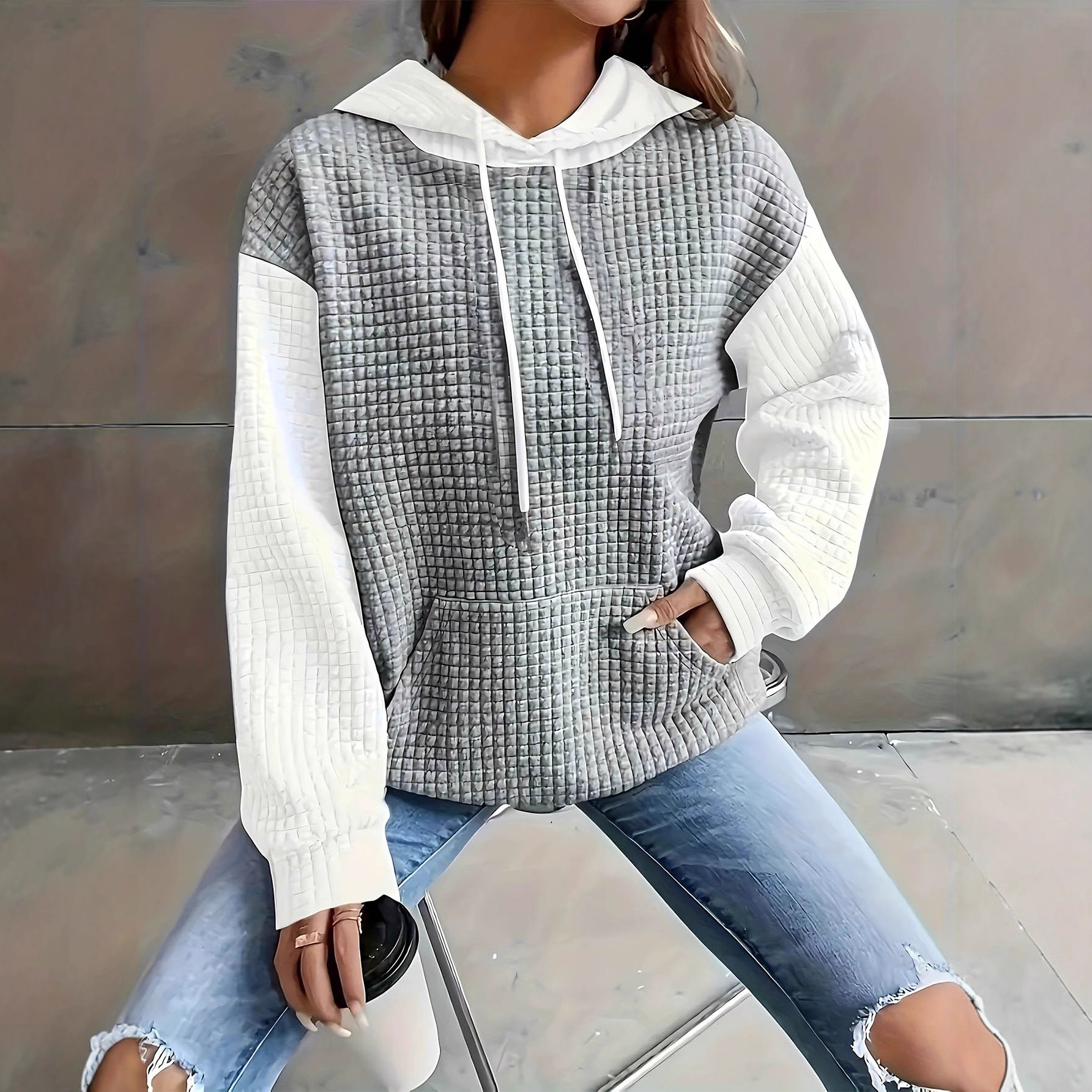 Women's Color-Block Pullover Hoodie Plus Size