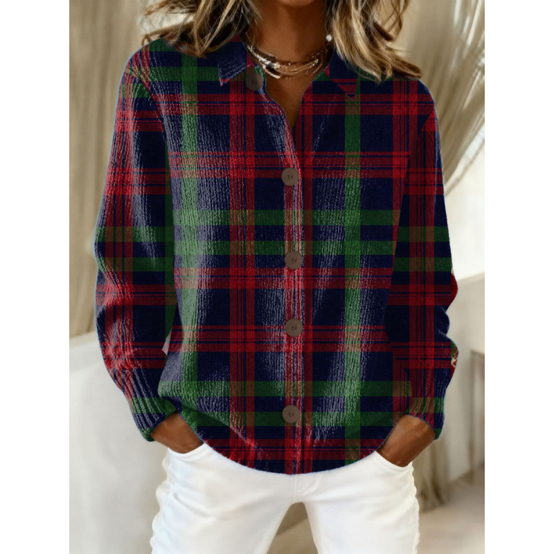 Women's Collared Button-Front Cardigan Sweater, Solid 3D Print Knit, Loose Fit