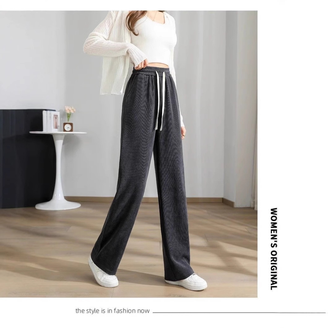 Women's Wide-Leg Straight Pants Plus Size High Waist Draped