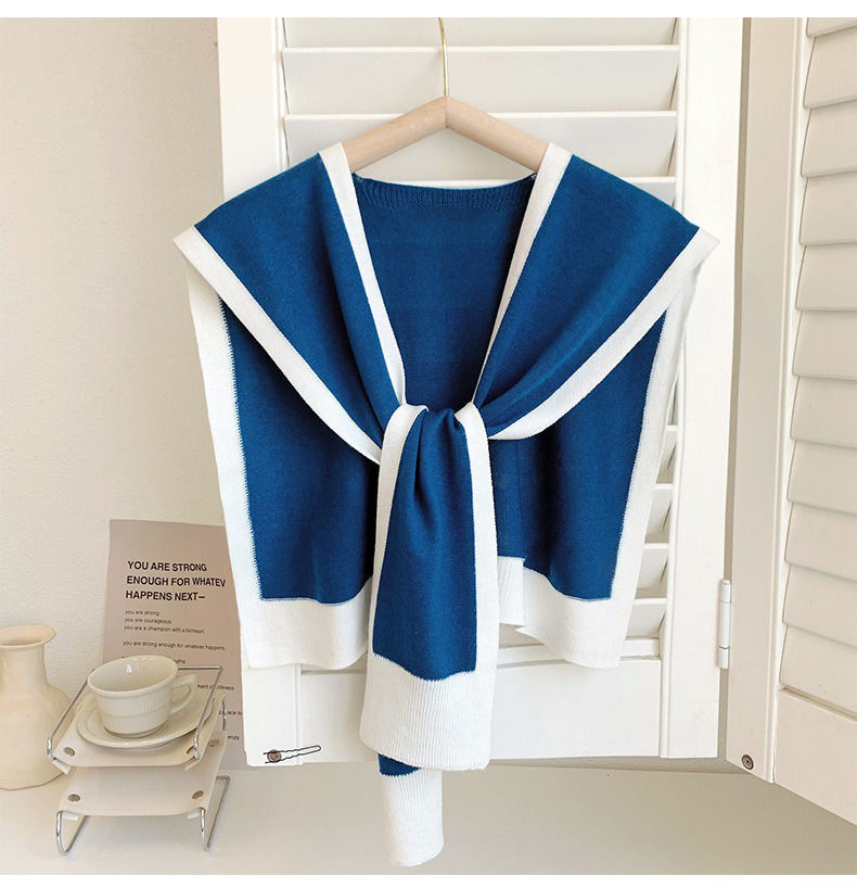 Color-Block Knit Shawl Wrap for Women – Lightweight Neck Cover