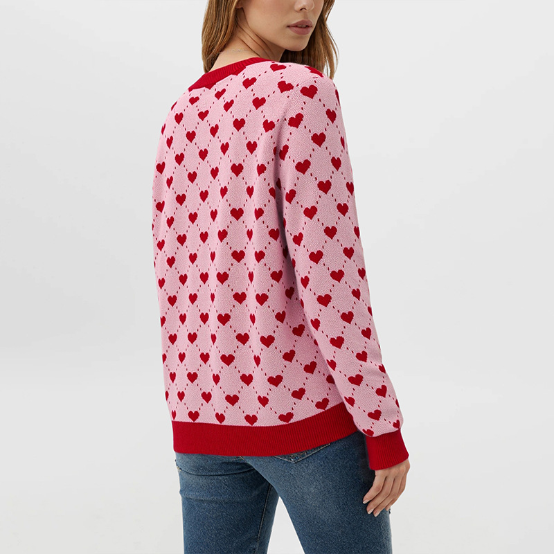 Heart Jacquard Knit Pullover Sweater