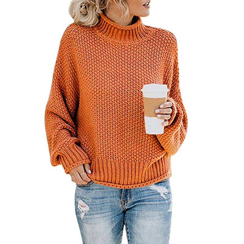 Color-Block Turtleneck Pullover Sweater