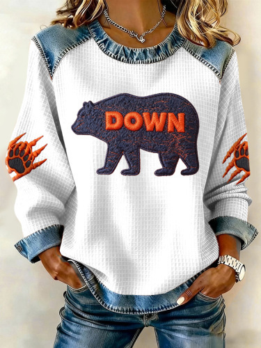 Women's Brown Bear Paw Print Crewneck Sweatshirt