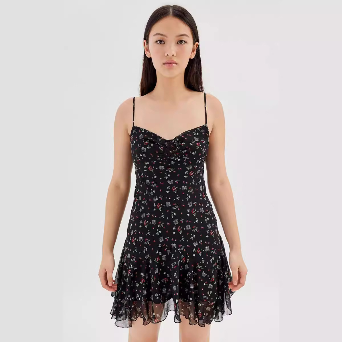 Women's Digital Print Cami Nightdress Pleated Mini Dress