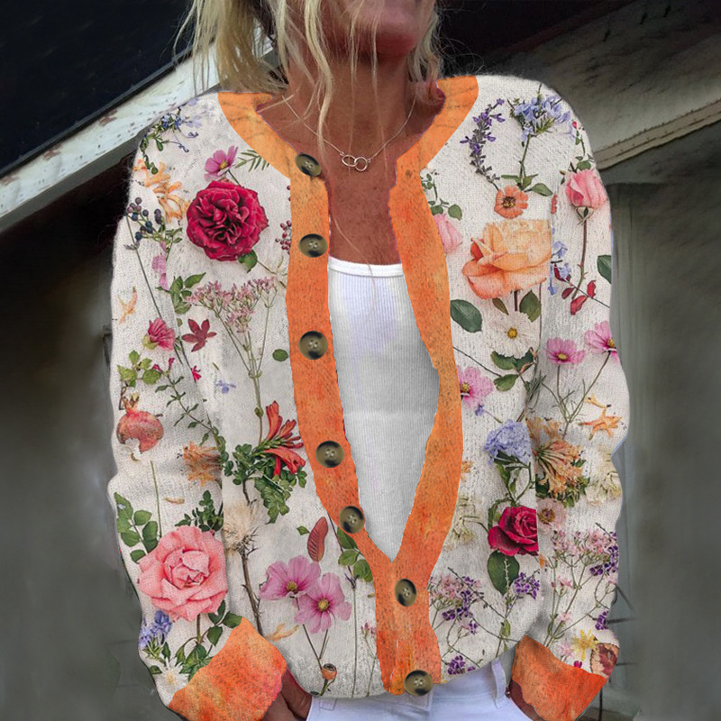 Women's Winter Animal & Floral Print Cardigan Sweater