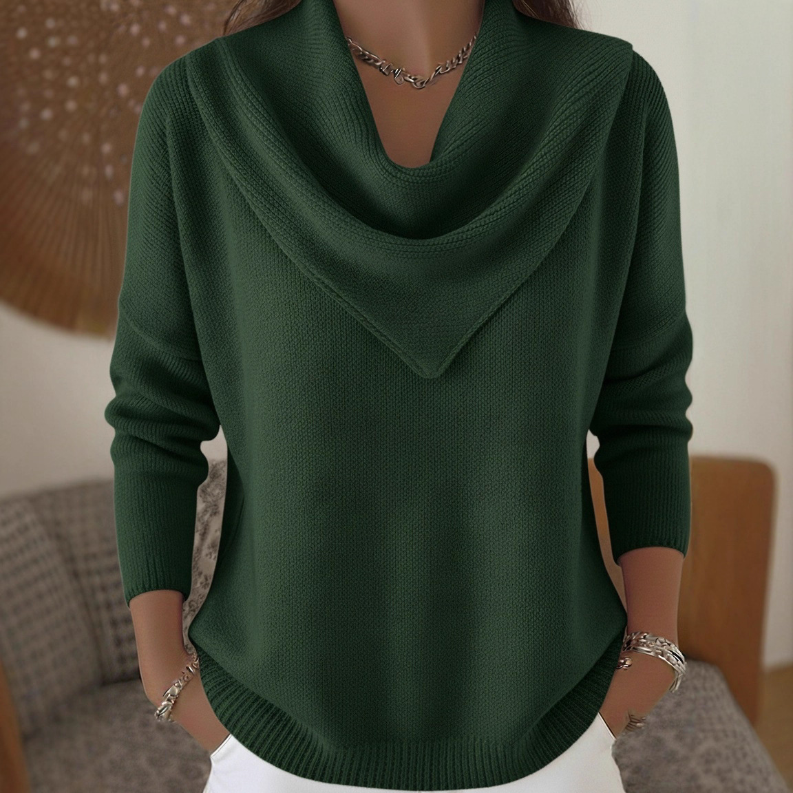 Women's Solid Color Long Sleeve Pullover Sweater