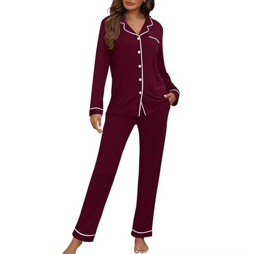Women's Cuban Collar Polka Dot Print Long Sleeve Shirt Set