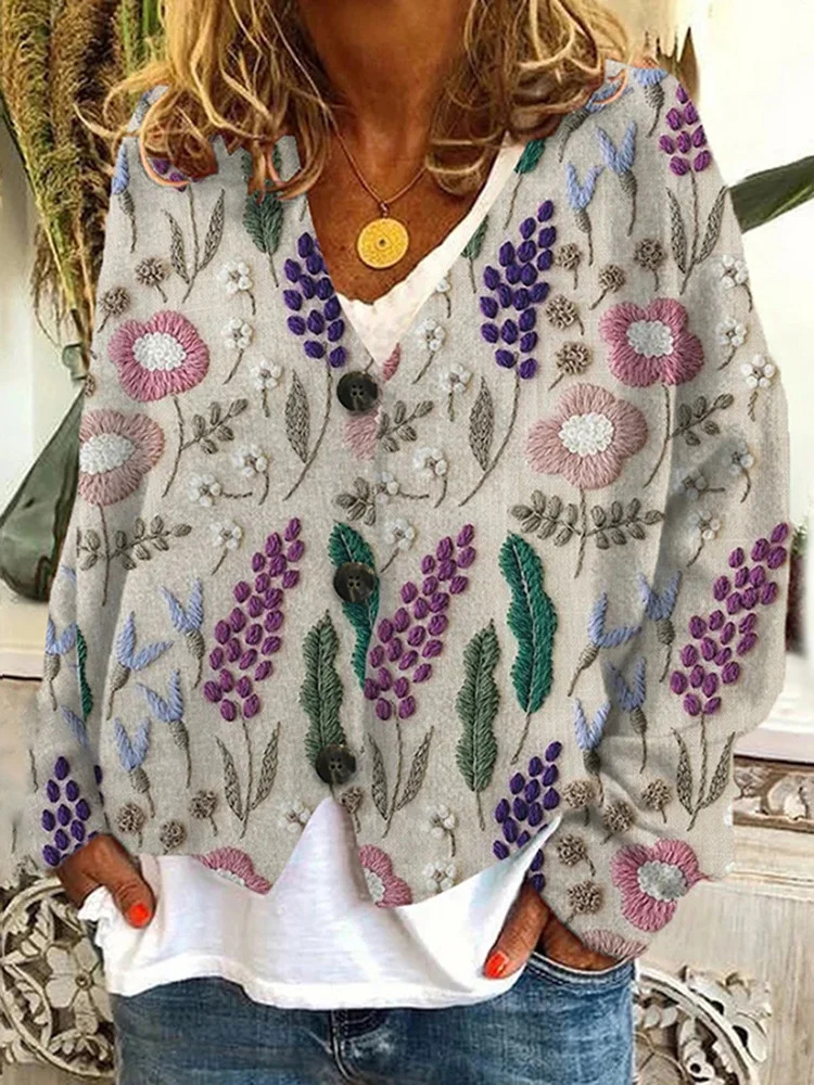 3D Print Open-Front Cardigan Soft Knit Sweater Coat