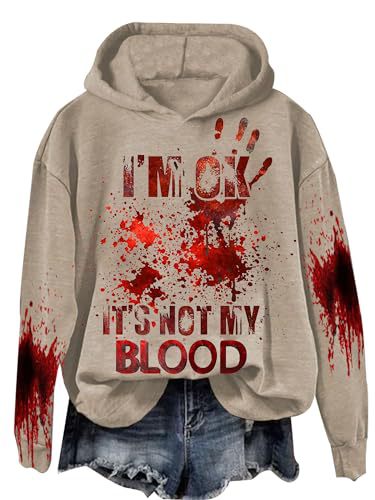 Women's Blood Stain Letter Print Casual Hoodie
