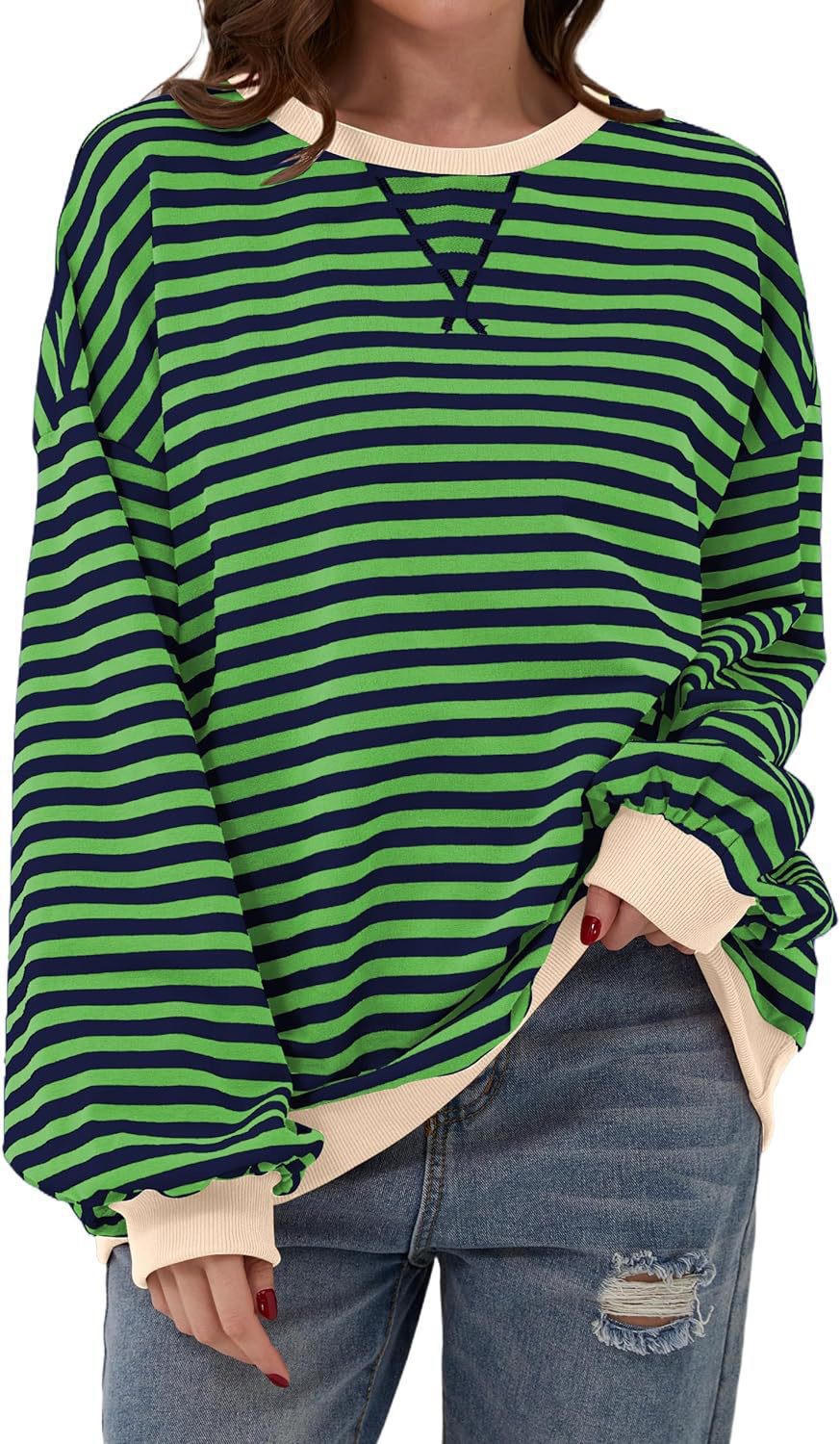 Striped Colorblock Casual T-Shirt Top