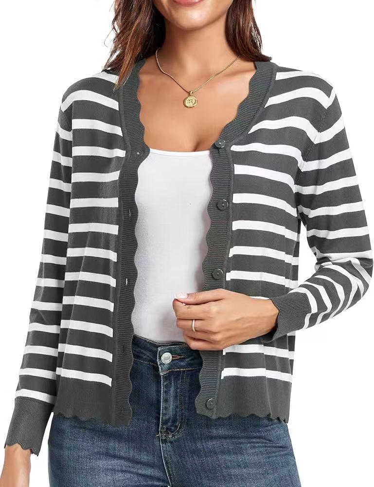 Lightweight Ruffle Trim Short Knit Cardigan