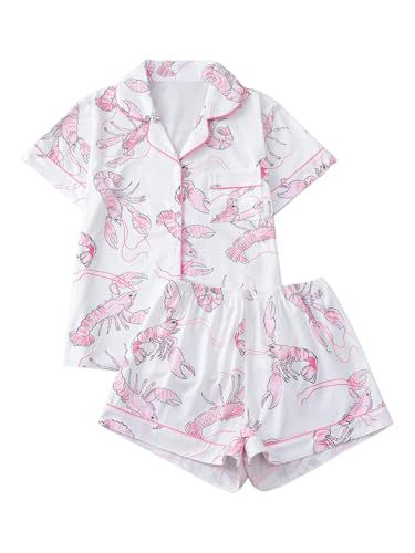 Women's Summer Hawaiian Print Short Sleeve Shirt Set