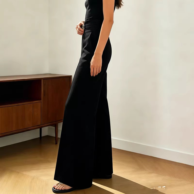 High-Waisted Wide-Leg Dress Pants with Drape