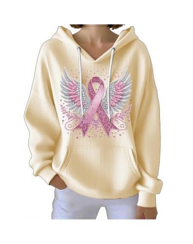 Women's Ribbon and Wing Print Casual Hoodie