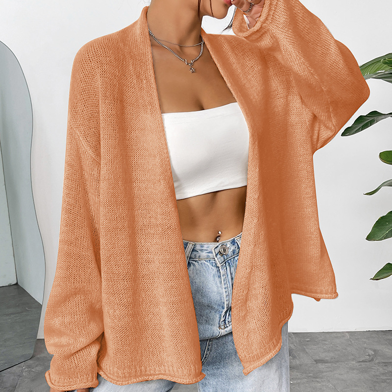 Women's Loose Lightweight Knit Cardigan Solid Color Casual Outerwear