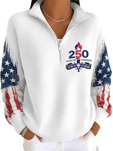 American Independence Print Half-Zip Hoodie