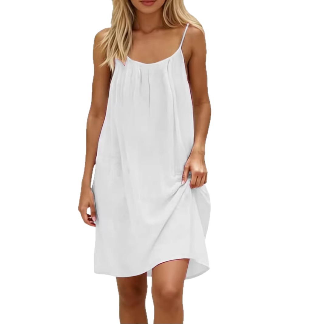 Women's Sleeveless Open Back Loose Solid Color Dress