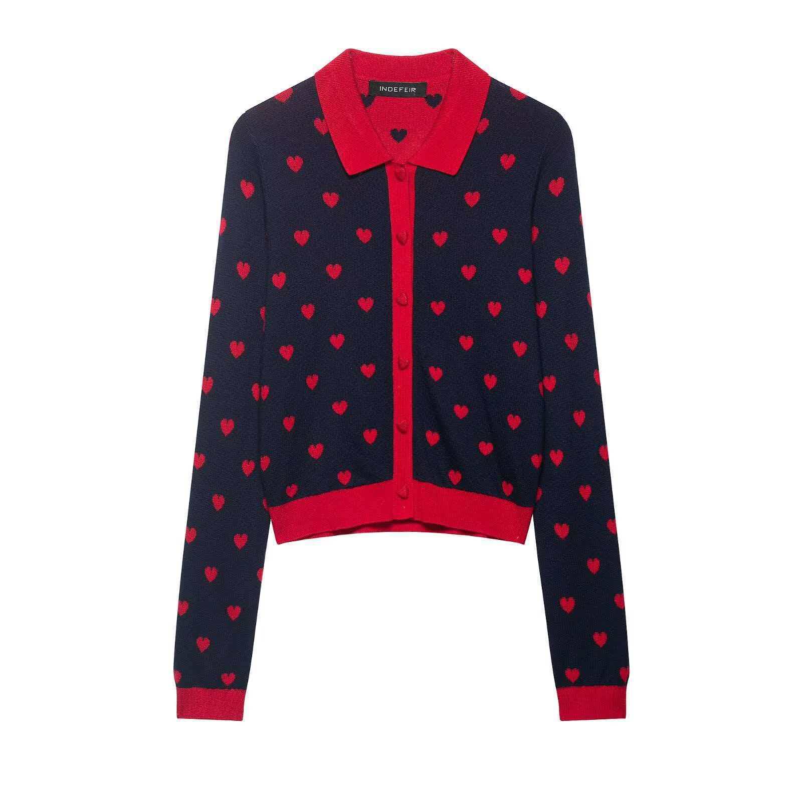 Women's Heart Jacquard Knit Cardigan