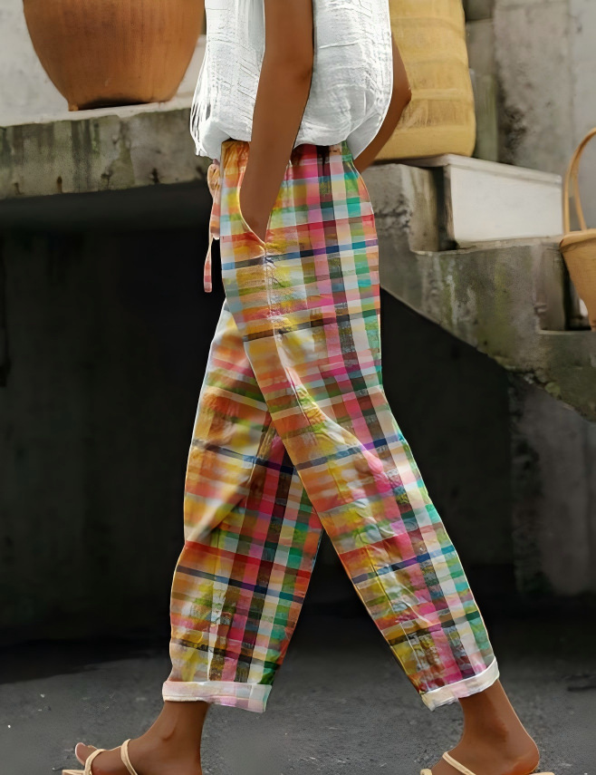 Women's Vintage Floral Print Straight-Leg Casual Pants