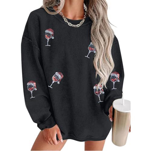 Women's Christmas Snowman Reindeer Print Crewneck Sweatshirt