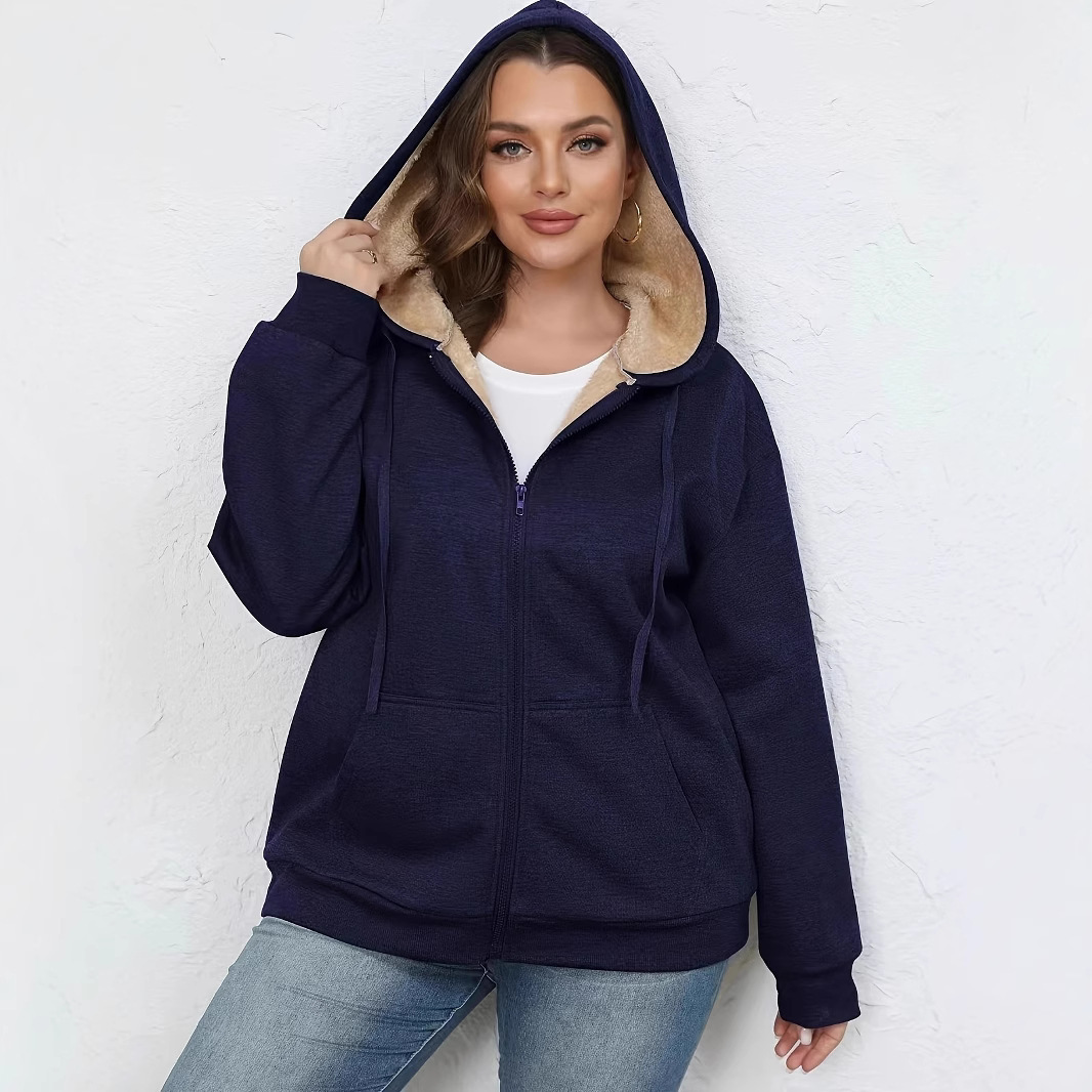 Women's Winter Warm Fleece Hooded Zip-Up Sweatshirt Jacket Thick