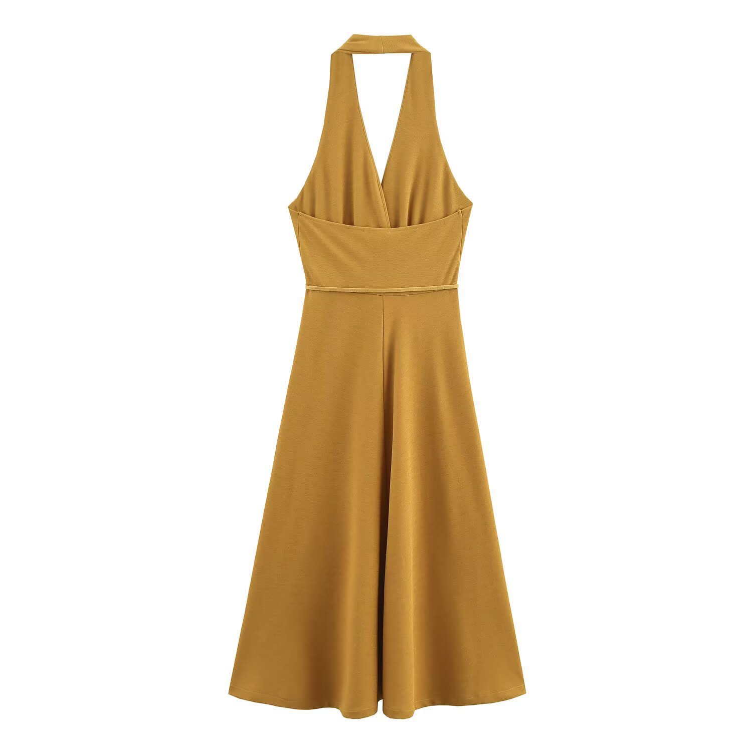 Women's Belted Halter Neck Dress