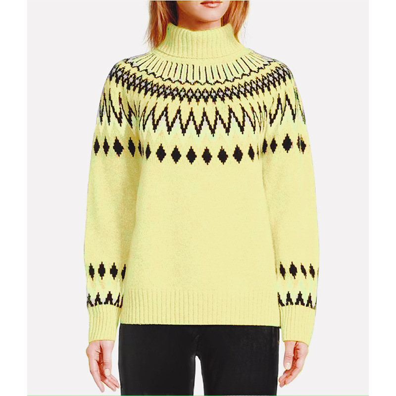 Women's Half Turtleneck Colorblock Slim Fit Knit Sweater