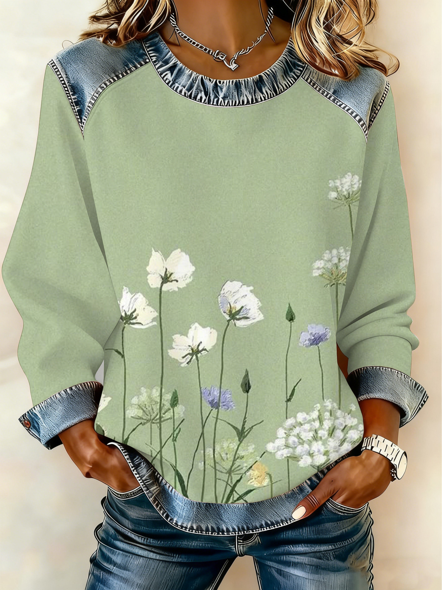 Women's Animal Lion Tiger Print Crewneck Sweatshirt