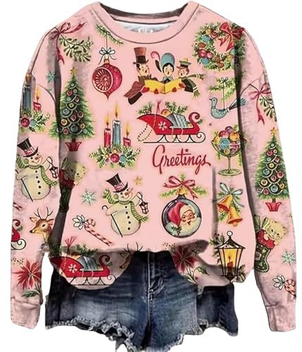 Women's Santa Letter Print Crewneck Sweatshirt