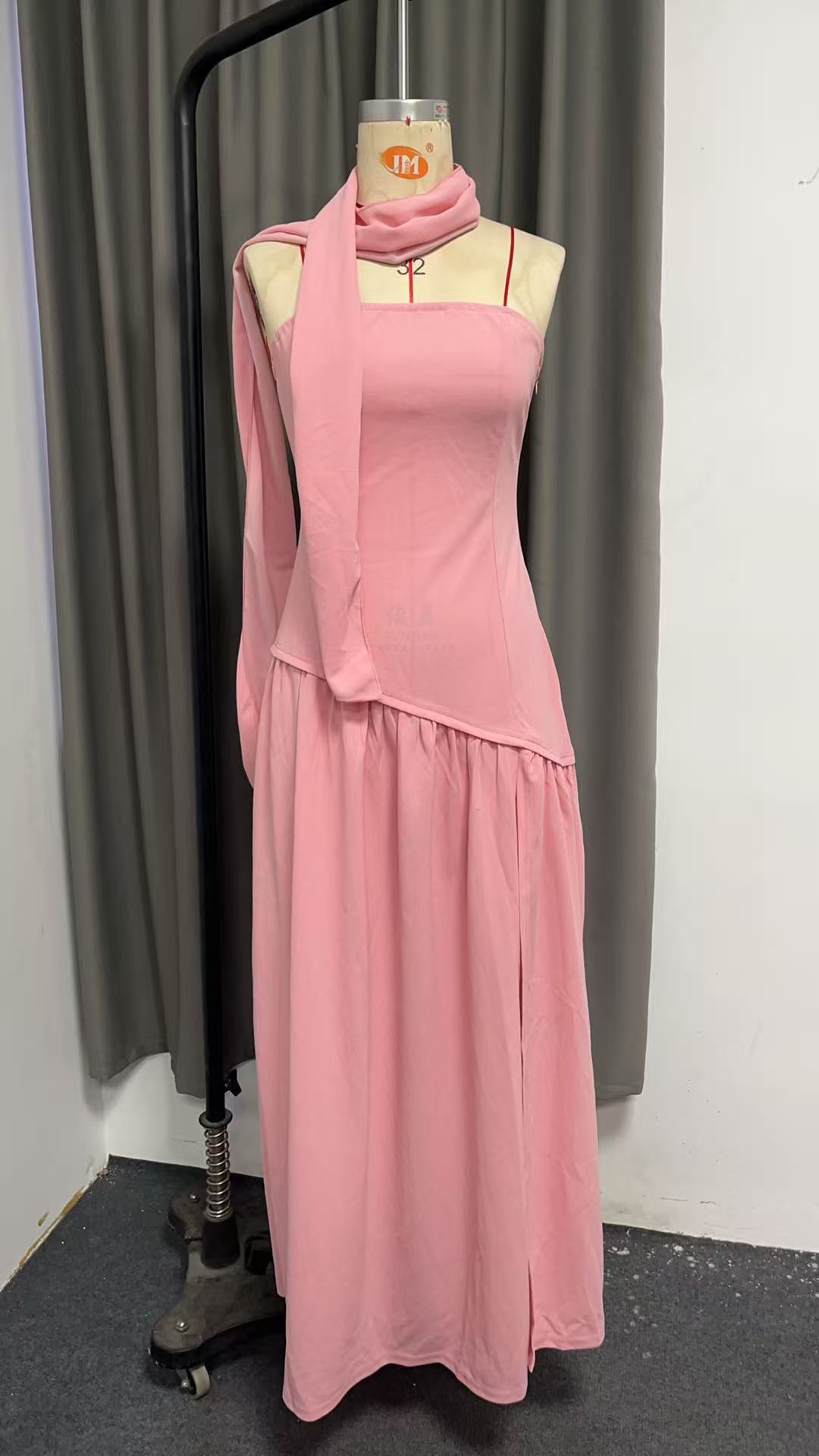 Women's Strapless Solid High Slit Backless Long Dress